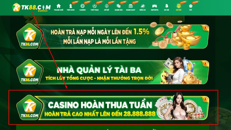 Chi tiết khuyến mãi Casino hoàn thua hàng tuần