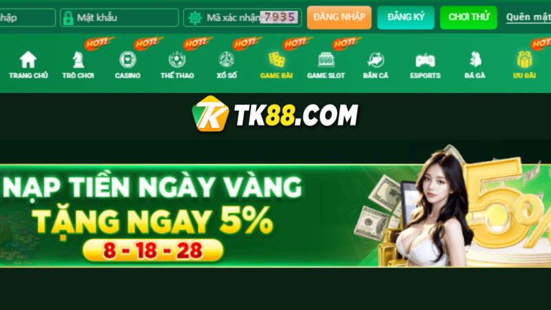 Giới thiệu về khuyến mãi nhận tiền nhận 5% ở TK88