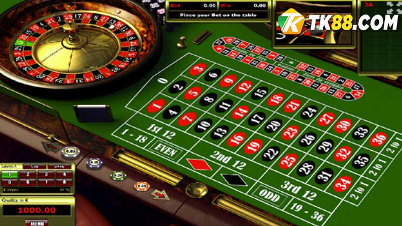 Các vị trí đặt cược phổ biến trong Roulette TK88